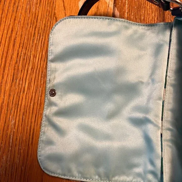 Coach Poppy Satin Shoulder Bag. Blue/White. - Picture 5 of 5